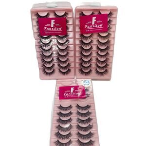 3 Packages Of Black False Eyelashes *missing 2 pairs in one package as shown New